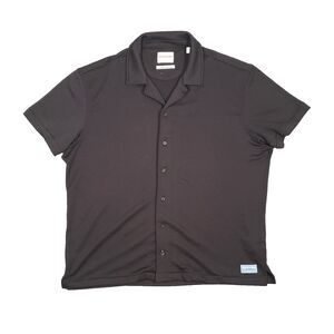 Scotch & Soda Amsterdam Basket Weave Button Down Shirt Mens‎ XL Solid Black